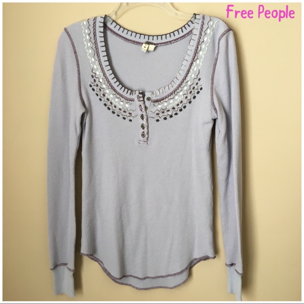 Free People Long Sleeve Henley Thermal
